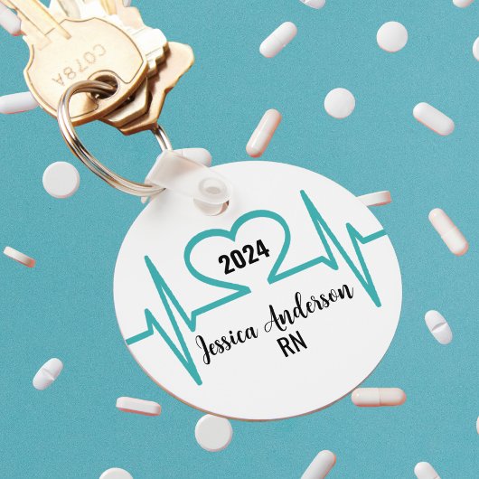 シンプルハートモダンビートドクターナースメディカル キーホルダー