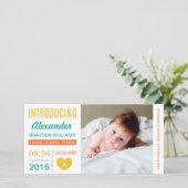 シンプルハートモダン誕生発表/金ゴールドアクア 案内状 (スタンド正面)