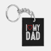 シンプルハートラブマイパパタイポグラフィ |キーチェーン キーホルダー (正面左)