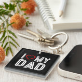 シンプルハートラブマイパパタイポグラフィ |キーチェーン キーホルダー (正面右)