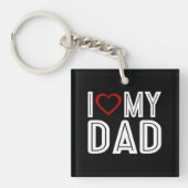 シンプルハートラブマイパパタイポグラフィ |キーチェーン キーホルダー (正面)