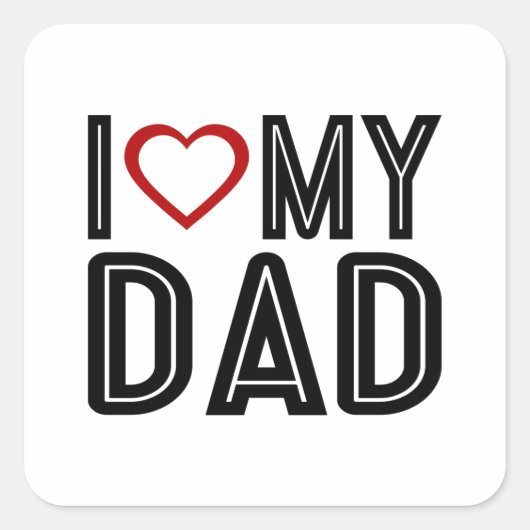 シンプルハートラブマイパパタイポグラフィ |ステッカー スクエアシール (正面)