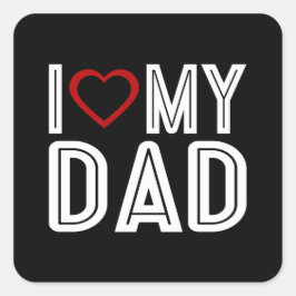 シンプルハートラブマイパパタイポグラフィ |ステッカー スクエアシール