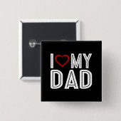 シンプルハートラブマイパパタイポグラフィ |ピンボタン 缶バッジ (正面&裏面)