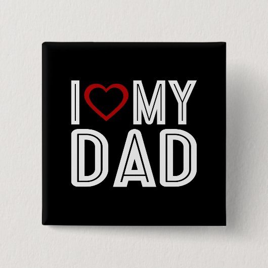 シンプルハートラブマイパパタイポグラフィ |ピンボタン 缶バッジ (正面)