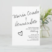 シンプルハートレタリングスクリプ結婚ト 招待状 (スタンド正面)