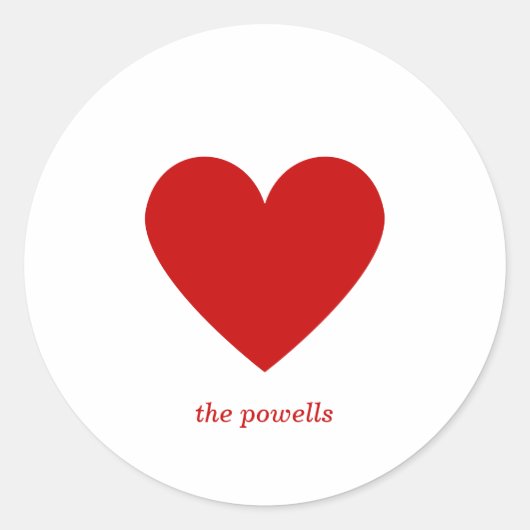 シンプルハートレッドクラシックラブミニマリストシック ラウンドシール (正面)