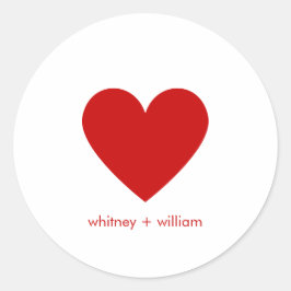 シンプルハートレッドモダンラブミニマリストシック ラウンドシール