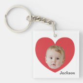 シンプルハート付き写真 キーホルダー (正面)