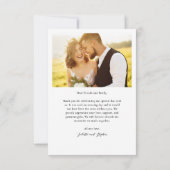 シンプルハート写真の付いた結婚 サンキューカード (裏面)