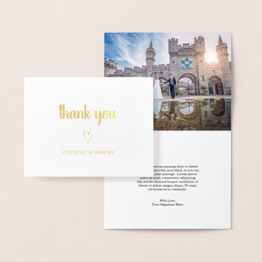 シンプルハート写真エレガモダンントウェディング 箔カード (ディスプレー)