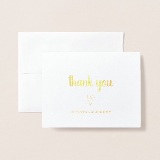 シンプルハート写真エレガモダンントウェディング 箔カード (封筒付き正面)