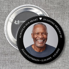シンプルハート写真葬儀記念記念キープサケ 缶バッジ