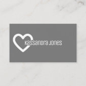 シンプルハート図形のアウトライン(灰色と白モダン) 名刺 (正面)