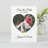 シンプルハート図形の写真の日付の保存 招待状 (スタンド正面)