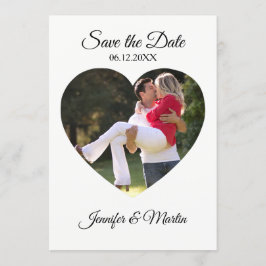 シンプルハート図形の写真の日付の保存 招待状