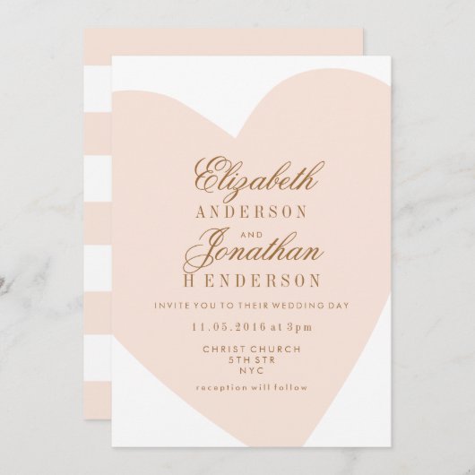 シンプルハート書道結婚式招待状 招待状 (正面/裏面)