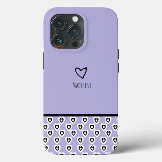 シンプルハート柄 パープル 名前 Case-Mate iPhoneケース (裏面)