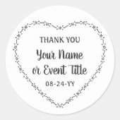 シンプルハート素朴フローラリースカントリーウェディング ラウンドシール (正面)