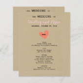 シンプルハート結婚のメニューカード (正面/裏面)