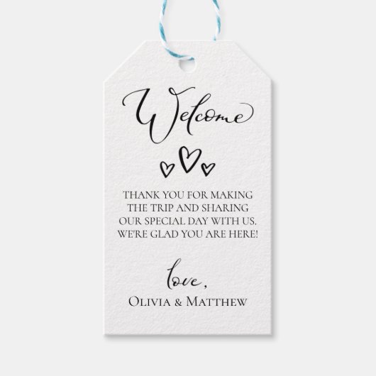 シンプルハート結婚ズ歓迎バッグ ギフトタグ (正面)