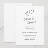 シンプルハート脚エレガント本結婚 招待状 (正面/裏面)