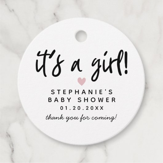 シンプルハート赤ちゃんシャワー フェイバータグ (正面)