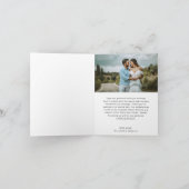 シンプルハート ミニマリストスクリプト 結婚式写真 サンキューカード (内部)