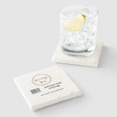 シンプルバカスタムーコードでテキストWebサイトQR Sqを追加 ストーンコースター (横)