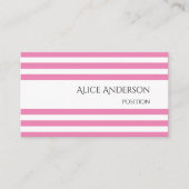 シンプルバジェットピンクストライプ色シック 名刺 (正面)