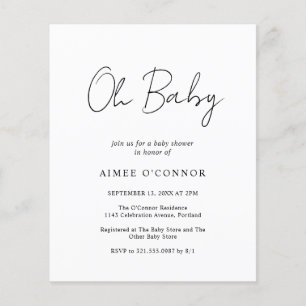 シンプルバジェットモダンベビーシャワー招待状