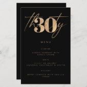 シンプルバジェット黒金ゴールド30th誕生日パーティー (正面/裏面)