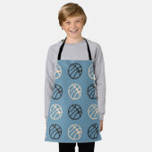 シンプルバスケットボールブルーバスケットプレーヤーファンキッズ エプロン (着用した状態)