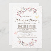 シンプルバタフライ&フラワーガーデンリハーサルディナー 招待状 (正面/裏面)