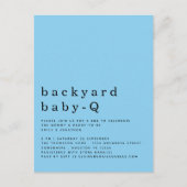 シンプルバックヤードベビーQ BBQシャワーブルー招待状 ポストカード (正面)