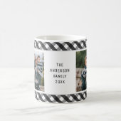 シンプルバッファローチェック写真コラージファミリー コーヒーマグカップ (中央)