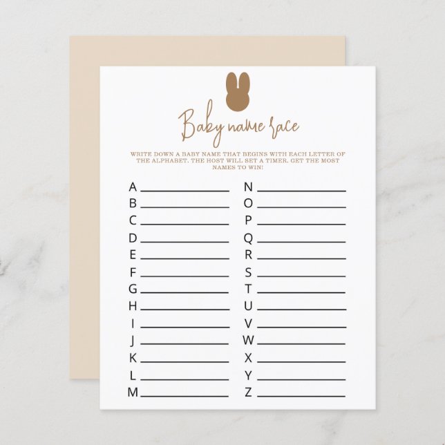 シンプルバニーベビー名レースゲーム (正面/裏面)