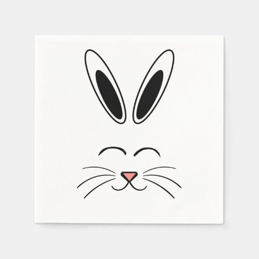 シンプルバニー顔 スタンダードカクテルナプキン (正面)