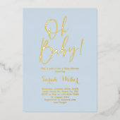 シンプルバビシャワーボーイ実在ホイル招待状 箔招待状 (正面)