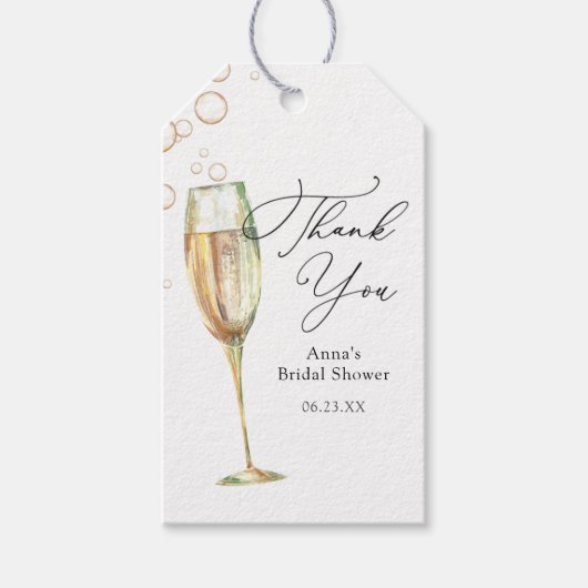 シンプルバブリーシャンパーニュありがとうブライダルシャワー ギフトタグ (正面)