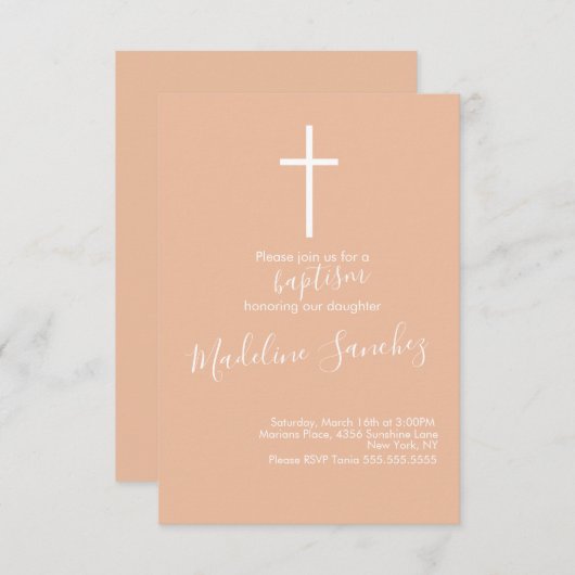 シンプルバプティスクロスベビー献身招待状 招待状 (正面/裏面)