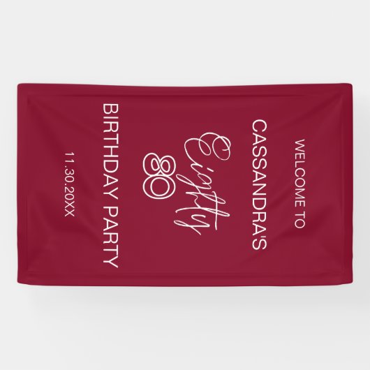 シンプルバモダンルグンディタイポグラフィ80誕生日 横断幕 (横)