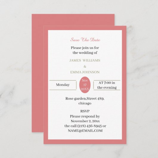 シンプルバラのカスタマイズ セーブザデート (正面/裏面)