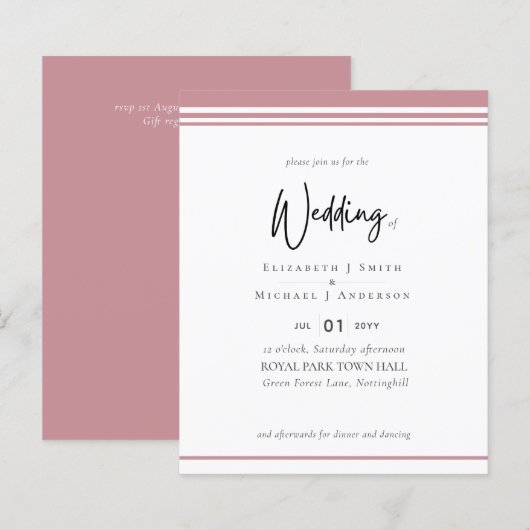 シンプルバラエレガンスダスティピンクバジェット結婚ズ (正面/裏面)