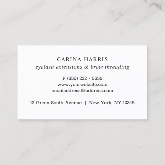 シンプルバラエレガントゴールドフォイルの発疹と眉 名刺 (裏面)