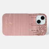 シンプルバラエレガント金ゴールドグリッタードリップ名前をカスタムする Case-Mate iPhoneケース (裏面 (横))