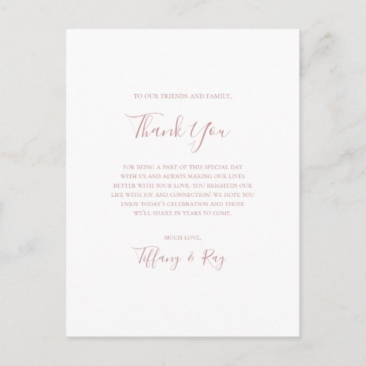 シンプルバラエレガント金ゴールドサンキュー披露宴カード ポストカード (正面)