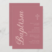 シンプルバラエレガント金ゴールドバプテスマ《キリスト教》洗礼式や命名式 招待状 (正面/裏面)