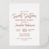 シンプルバラエレガント金ゴールド写真甘い16 16 箔招待状 (正面)