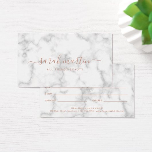 シンプルバラエレガント金ゴールド大理石ギフト証明書 (デスク)